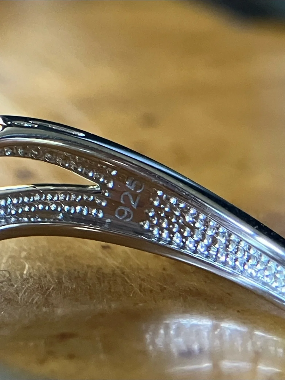 Swiss Blue Topaz White Diamond Ring Size 9